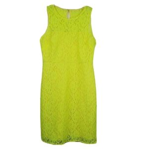J. Crew Factory Neon Yellow Floral Lace Dress
